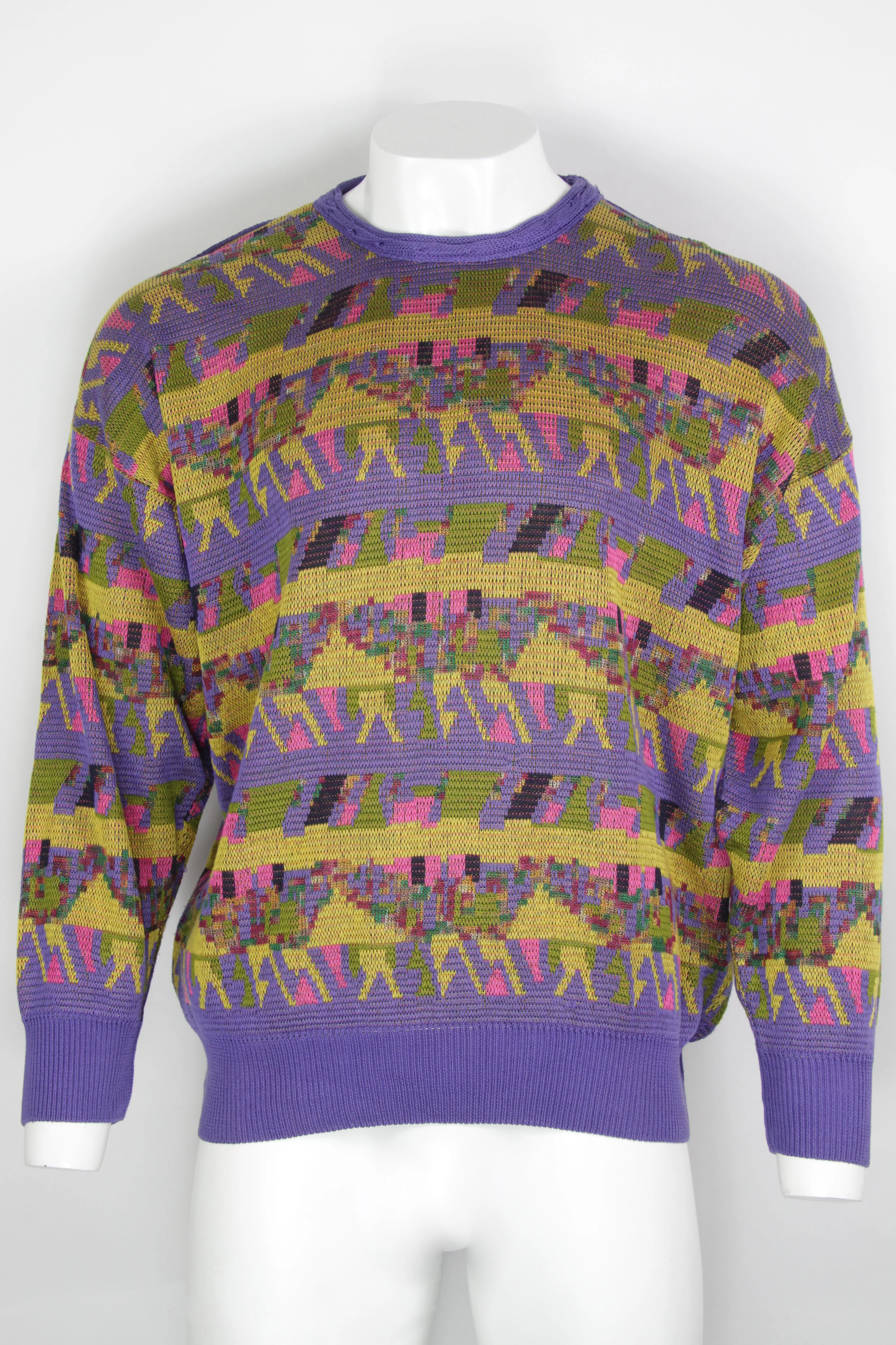 Vintage 80/90s Crazy Patterned Sweater - XL