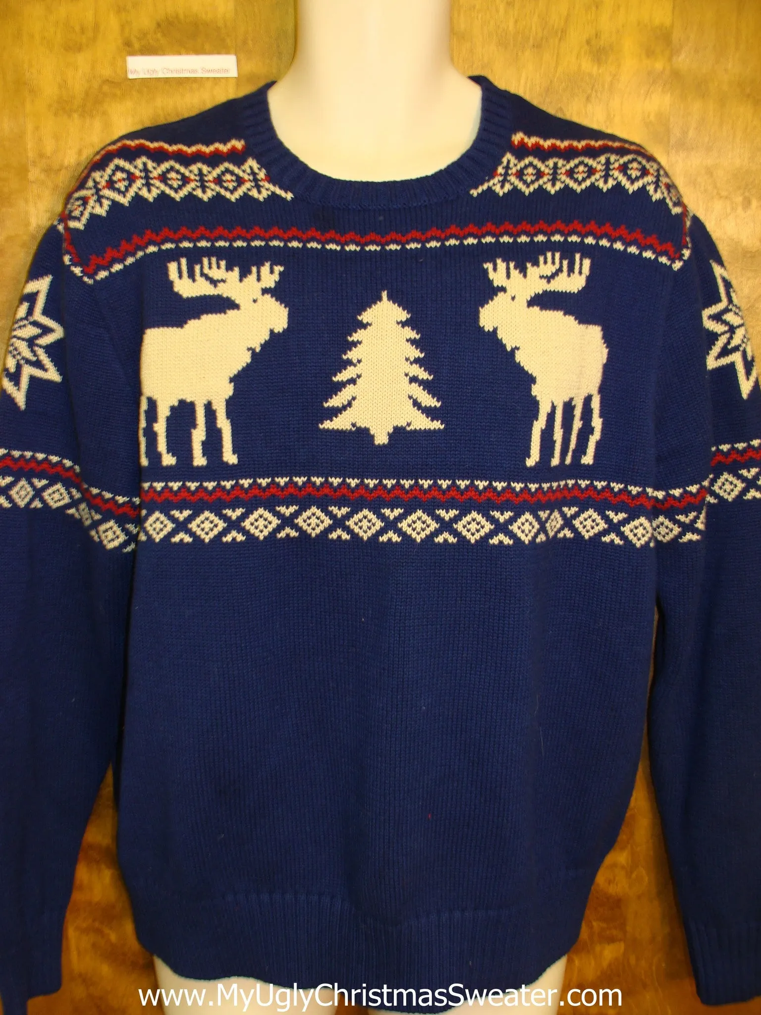 Vintage Reindeer Moose Mens Ugly Christmas Sweater