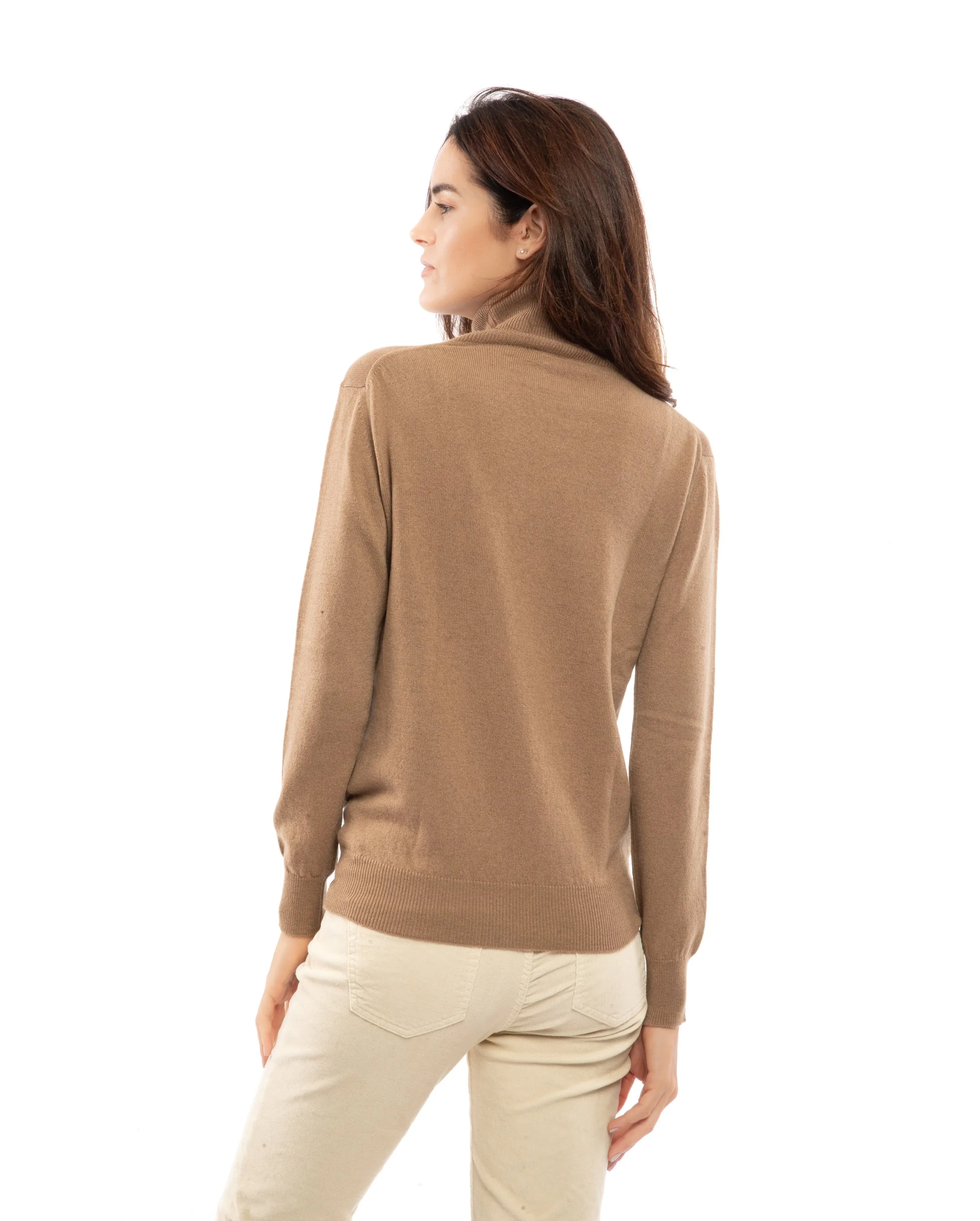 Women's Pure Cashmere Turtleneck Sweater Bordeaux