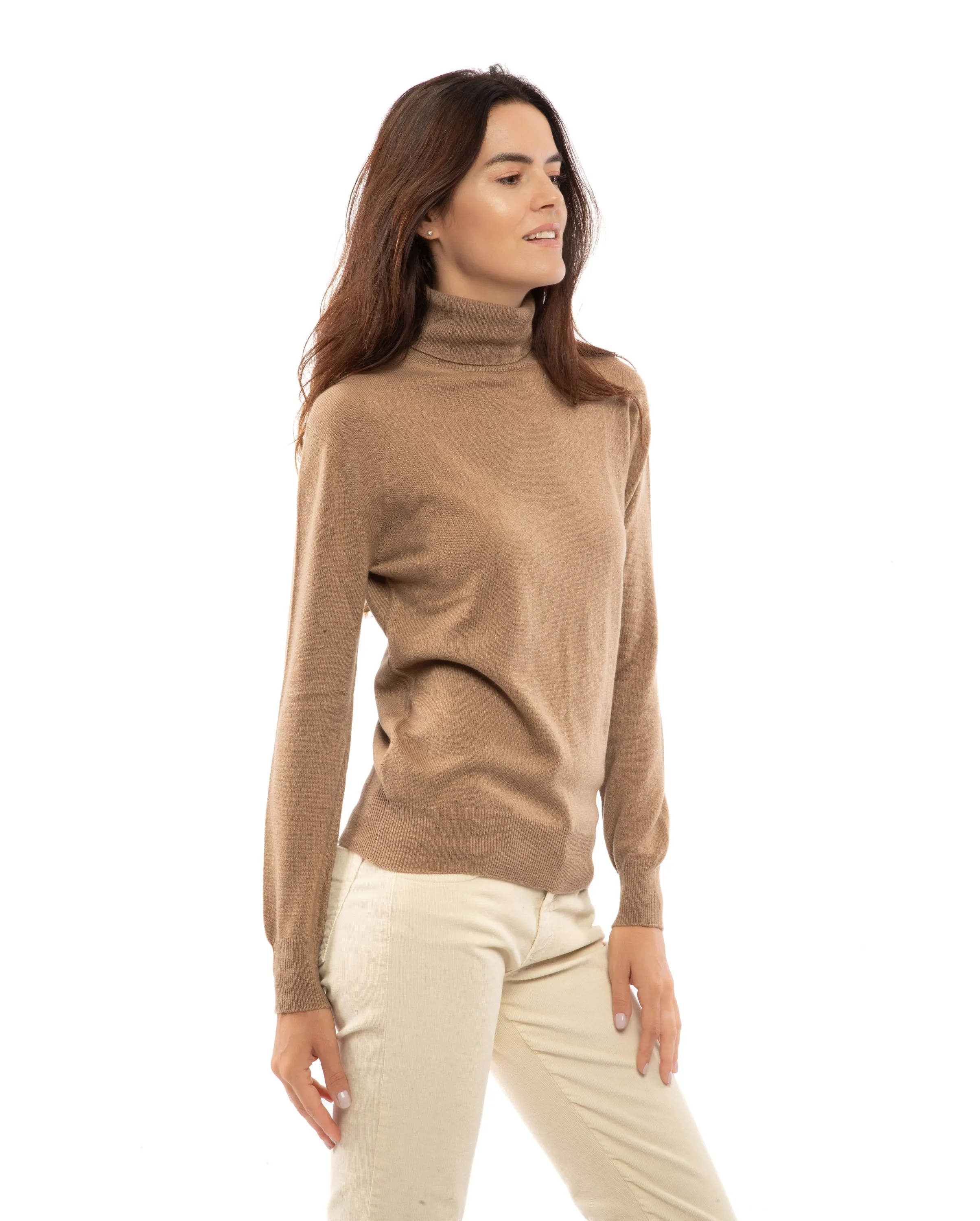 Women's Pure Cashmere Turtleneck Sweater Bordeaux