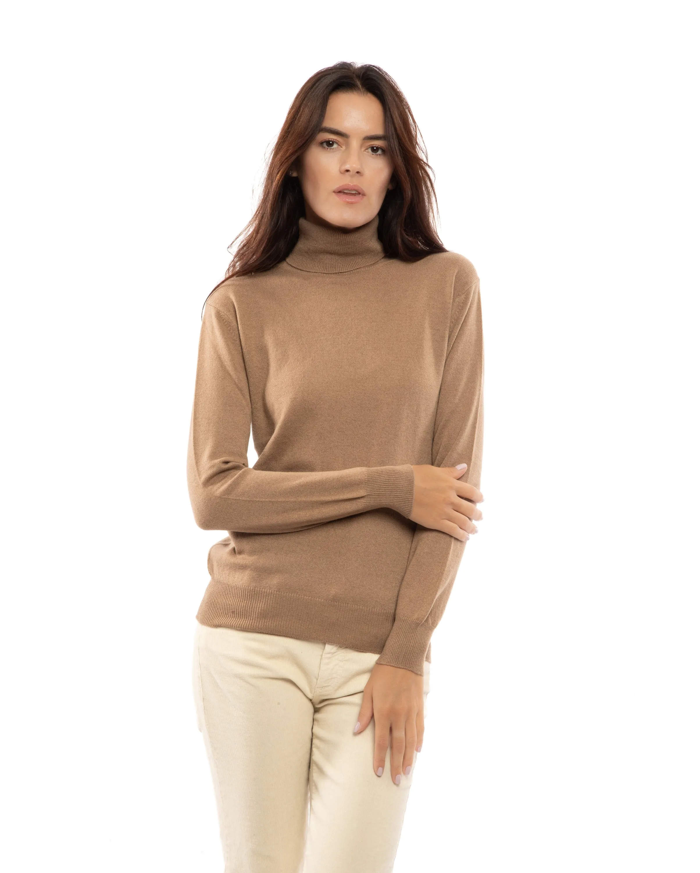 Women's Pure Cashmere Turtleneck Sweater Bordeaux