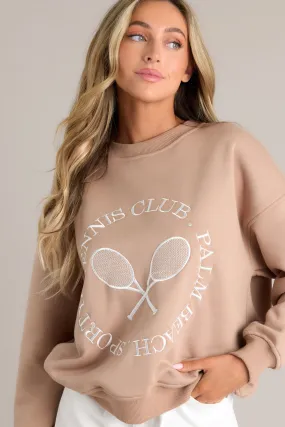 Your Serve Tan Embroidered Pullover Sweatshirt